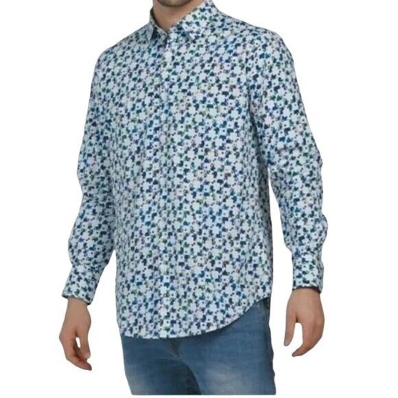 Robert Graham NWT Blue Skull Dormer Longsleeve Button Shirt Large - Picture 1 of 7